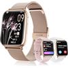 Loekneue Smartwatch Donna con Chiamate Bluetooth 5.3 1.83" Orologio con Sonno del Monitor Della Frequenza Cardiaca SpO2 Ciclo Mestruale IP68 di Fitness Pedometro Android IOS (Oro rosa)