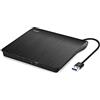 Cocopa Masterizzatore DVD Esterno, Lettore CD Esterno per PC Portatile Unità Esterna USB 3.0 DVD-R CD-RW Drive Dispositivo Ultra Slim Per Laptop Windows 98/ME/ 2000/XP/Vista/7/8/10/11 Mac Linux, Nero