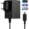 Jippofu Caricatore per Nintendo Switch, USB C Alimentatore per Switch Lite/Switch Oled/Switch Pro Controller/Switch Dock, Supporto Modalità TV e Docking Station 15V 2.6A Caricabatterie Charger 1,5m