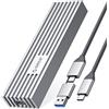 ORICO Case SSD M.2 NVMe a USB-C PCIe Adattatore 10 Gbps USB3.2 Gen2 per NVMe M-Key/M+B Key SSD 2230/2242/2260/2280, Upgrade M2 SSD Enclosure in Alluminio (Gilet di Raffreddamento, UASP, 4 TB)-M232SV