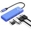 ORICO Hub USB, ORICO Hub USB 3.0, Adattatore USB C 4 in 1, USB Hub per MacBook, Surface Pro, XPS, Unità flash USB, PC Notebook, chiavetta USB, Laptop, Mobile, 0.15M Blu