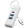 ORICO USB C Hub, ORICO 3 porte USB 3.0 Adattatore con 2 USB A, 1 Tipo C per laptop, tablet, con cavo 0.15m, Sdoppiatore USB compatibile con Mac OS 10.X e versioni successive, Linux, Android,Bianca