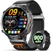 LIGE Smartwatch Uomo con Chiamata Bluetooth/900 mAh, 1,73" AMOLED Rugged Smart Watch con Cardiofrequenzimetro SpO2 e Sonno, 5ATM Impermeabile Orologio Militare Uomo,110+ Modalità Sport per Android iOS