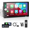 SIXWIN 1 Din CarPlay Android Auto Autoradio con 7 Pollici Schermo, Stereo Auto Bluetooth Chiamate in Vivavoce con Touch Screen FM USB AUX TF Controllo del Volante Mirror Link+Microfono+Retrocamera