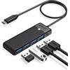 ORICO Hub USB, ORICO Hub USB C Multiporta USB per Laptop,Surface Pro, XPS, Chiavi USB, dischi rigidi esterni, 0,5 m Nero