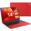 bvate PC Portatile 14 Pollici Notebook Win 11 Computer 256GB 1080P 2.4G+5G Supporta La Scheda SSD La Scheda TF Estesa, Wireless Bluetooth Mouse Wifi, Italiana Tastiera - Rossa