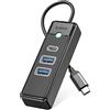 ORICO USB C Hub, ORICO 3 porte USB 3.0 Adattatore con 2 USB A, 1 Tipo C per laptop, tablet, con cavo 0.15m, Sdoppiatore USB compatibile con Mac OS 10.X e versioni successive, Linux, Android,Nero