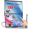 JSAUX FlipGo 16" Monitor Portatile Touchscreen per Laptop, 2.5K Doppio Estensore di Schermo Portatile, Triplo Schermo Touchscreen con Design Magnetico, HUB integrato, Compatibile solo con Windows