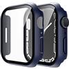 TAURI 2 Pezzi Cover per Apple Watch 9 45mm e Cover per Apple Watch 7 45mm e 8 45mm con 9H in Vetro Temperato,[Tocco Sensibile][HD Clear] Sottile Rigida Custodia per Apple Watch 9/8/7 45mm - Blu