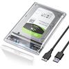 POSUGEAR Case HDD 2.5 SATA USB 3.0, Case Hard Disk Esterno per SATA III 7mm/9.5mm SSD HDD, Supporto UASP/TRIM & Nessuno Strumento Case Disco Rigido Compatibile con Toshiba Seagate PS4 Xbox-Trasparente