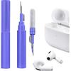 ICARER Clean Kit per AirPods 4 AirPods Pro 2 AirPods Pro AirPods 3, 3 in 1 Kit di Pulizia per Auricolari Multifunzione Strumento Spazzola Morbida Floccaggio Spugna per AirPods iPhone Fotocamera-Blu