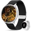 Loekneue Smartwatch Donna con Chiamate 1,39'' Orologio Touchscreen HD /SpO2/Ciclo Mestruale/Monitoraggio del Sonno/IP67Impermeabile/Fitness Pedometro/iOS Android Nero Argento