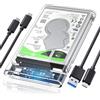 ORICO Enclosure USB 3.1 (Gen 2 da 6 Gbps) tipo C per disco rigido SATA III da 2,5 "e SSD con supporto protocollo UASP con cavo da tipo C a C - trasparente