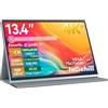 Intehill 4K Monitor Portatile 13.4 pollici, IGZO Antiriflesso Pannello, Ultra-alta definizione 3840x2400, 16:10, 500 nit, 1500:1, 100% sRGB, Alluminio Ultraleggero, VESA, Copertura Protettiva U13ZA