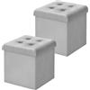 WOLTU Set di 2 Pouf Pieghevole, Scatola Portaoggetti con Seduta in Velluto, Pouf Contenitore per Soggiorno Camera da Letto Ingresso, Sgabello Ripiegabile,Grigio Chairo