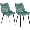 WOLTU Sedie da Pranzo con Schienale senza Braccioli Sgabello in Velluto per Cucina Turchese BH142ts-2