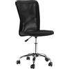 Vinsetto Sedia da Ufficio Ergonomica Senza Braccioli, Tessuto Traspirante a Rete, Altezza Regolabile e 5 Ruote, 43x58x90-100cm, Nero