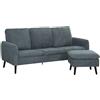 HOMCOM Divano Angolare 3 Posti, Divano ad Angolo con Chaise Longue Reversibile 196x140x88 cm, Divano a L Modulare con Poggiapiedi Rimovibile in Tessuto a Coste per Salotto e Soggiorno, Grigio Carbone