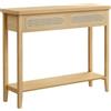 VASAGLE Consolle Ingresso, Tavolo Consolle per Corridoio, Tavolino da Divano Sottile per Soggiorno, Ingresso con 2 Cassetti, Ripiano Aperto, Angoli Arrotondati, Stile Boho, Beige Rovere LNT016Y57