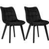 EUGAD Coppia Sedia Moderna da Sala Pranzo Poltroncina da Cucina Poltrona in Velluto Senza Braccioli Gambe in Legno Nero 0656BY-2