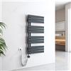 EMKE Scaldasalviette Elettrico con Elemento riscaldante termostatato,1041x500mm 600W，Pannello Asciugamano Elettrico con Asta di Riscaldamento con Timer, Antracite