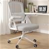 naspaluro Sedia da Ufficio Scrivania Ergonomica, Con Braccioli Pieghevoli, Altezza Regolabile, Seduta e Schienale in Rete Respirante, Girevole con Ruote, Funzione Oscillante Grigio
