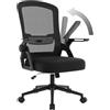naspaluro Sedia da Ufficio Scrivania Ergonomica, Con Braccioli Pieghevoli, Altezza Regolabile, Seduta e Schienale in Rete Respirante, Girevole con Ruote, Funzione Oscillante Nera