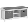 HOMCOM Panca Scarpiera con Ripiano Regolabile a 3 Livelli, 2 Cassetti Rimovibili e Cuscino, Mobile per Scarpe in Truciolato, 105x35x47 cm, Bianca e Grigia