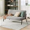 Dripex Divano a 2 posti, in tessuto, moderno, con telaio in metallo, divano lounge con schienale, divano doppio per soggiorno, camera da letto, portata 150 kg, 112 x 75 x 68 cm, grigio