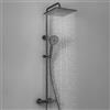 Auralum Colonna Doccia con Miscelatore Termostatico, Set Doccia con Soffione Grande in Acciaio Inox e Doccetta 5 Funzioni, Asta Saliscendi Doccia Altezza Regolabile (Nero)