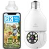 ANTELA Telecamera Lampadina Wifi Interno 3MP/2K, audio bidirezionale, visione notturna a colori, rilevamento del movimento, registrazione 24/7, compatibile con Alexa e Google Home, 2,4GHz