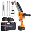 Grenintol Mini Motosega a Batteria, 8 Pollici Motosega 1000W, 6000mAh/24V, Mini Motosega Portatile,Sega Potatura,Oliatore Automatico,Blocco di Sicurezza, Adatta per Taglio Legno Alberi e Rami