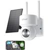 ieGeek 2K Telecamera Wi-Fi Esterno Senza Fili con Pannello Solare, 360° PTZ Videocamera Sorveglianza WiFi Batteria, Visione Notturna a Colori, Rilevazione di Movimento PIR, 2 Vie Audio, Sirena, IP65
