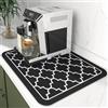 WLHFDC Tappetino Scolapiatti 60x40cm,Tappetino Macchina Caffe,Tappetino Scolapiatti Assorbente Cucina,Super Assorbente Tappetino Lavello Cucina,Tappetino Antiscivolo Assorbente Cucina(Scacchiera Nero)