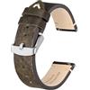 BISONSTRAP BSIONSTRAP Cinturini per Orologi da Uomo, Pelle Italiana, Sgancio Rapido, Compatibili con Anse dell'orologio con Larghezza 20 mm, Marrone Verde (Fibbia Argento)