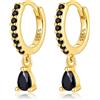 FAZKAR Orecchini a cerchio in argento 925, pendenti, in argento, 1 paio, ipoallergenici, per ragazze e donne, 12 mm, Ottone, Zirconia cubica
