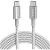 Anker Cavo USB C in Nylon da USB C a USB C 2.0, 100 W 3 m, Nuovo Ricarica Rapida, per iPhone 15/15 pro, MacBook, iPad, Samsung Galaxy S23 e Altro (Argento)