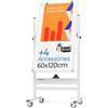 KAMELLEO Lavagna magnetica rotante 60 x 120 cm - Lavagna cancellabile a secco portatile di grandi dimensioni con supporto - Lavagna a cavalletto bifacciale con ruote - Lavagna mobile in piedi