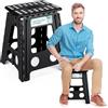 Heimwohl Sgabello pieghevole da 40 cm, nero 2025, con capacità di carico di 150 kg, sgabello pieghevole con blocco di sicurezza e manico girevole, ideale per casa, ufficio, esterno e cura