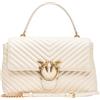 Pinko Love Lady Puff Borsa a Mano in Pelle Trapuntata, Bianco, 31,5 x 21 x 12 cm, con Tracolla e Dettagli Oro Antico