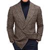 TDEOK Giacca da uomo vestibilità regolare: giacca a doppio petto da uomo elegante casual tinta unita business matrimonio Outwear cappotto top giacca casual da uomo per uso esterno lavoro viaggi, Marrone, L