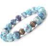 ThurColas Bracciale etnico da donna in perline di giada blu e viola e perline tibetane in ottone