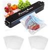 idudu Macchina per sottovuoto, Sigillatore Sottovuoto, Sottovuotatrice per frutta, verdura, carne, ecc., 8 sigillanti freschi con 20 sacchetti sottovuoto da 25 x 17 cm