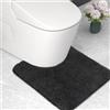 wyewye Tappetino da bagno in microfibra, tappetino per WC, tappetino da bagno super spesso da 2 cm, tappetino da bagno super assorbente a forma di U 50x50 cm, nero