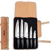 hecef Set Coltelli da Cucina Professionali, 6 Pezzi Set di Coltelli da Chef Acciaio Inox con Coprilama Protettivi & Borsa per coltelli (5 fessure), per Attività Indoor e Outdoor e Campeggio