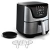 Klarstein AeroVital Deluxe - Friggitrice Ad Aria, 5L, 1700W, Display Touch, 8 Programmi, Rivestimento Antiaderente, Teglia Per Pizza & Griglia, Cool-Touch, Timer & Controllo Temperatura, Acciaio Inox
