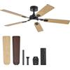 VONLUCE 132 CM Ventilatori da Soffitto con Luci e Telecomando Ventilatore da Soffitto con 5 Pale a Doppia Finitura Motore DC Reversibile Silenzioso a 6 Velocità per Camera da Letto Soggiorno Studio