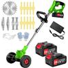 BFCJSZWacker Decespugliatore Tagliabordi a Batteria 21V, Tagliaerba Elettrico da Giardino con 2 2.0Ah Batterie e 4 Tipi di Lame, Ruote Rimovibili, Maniglia Regolabile Decespugliatori per Prati, Arbusti