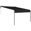 Outsunny Pergola Addossata con Tettoia Retrattile e Manovella, Pergola Gazebo 3x4 m in Acciaio e Poliestere con 12 Viti, Grigio Scuro
