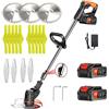 husippend Decespugliatore a Batteria 21V Tagliabordi a Batteria, Decespugliatore Multifunzione con 2 Batterie,3 Tipi di Lame,tagliabordi per il taglio di giardini, prati e terreni agricoli (Nero)